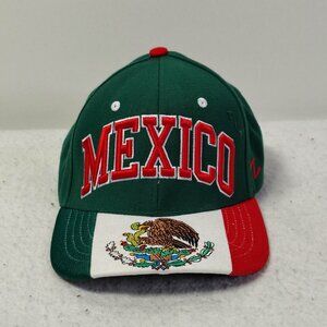 Mexico Hat Cap Snap Back One Size Green Red‎ Super Star Flag Script Logo Zephyr